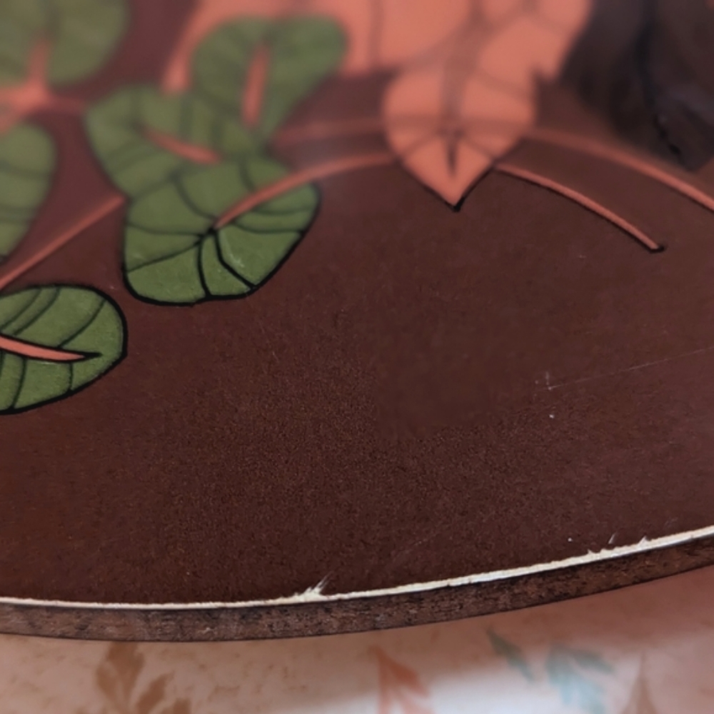 Vintage 1970's Pot Holder Casserole Stand Kitchen Counter Top Floral Tray Trivet - Picture 6 of 12
